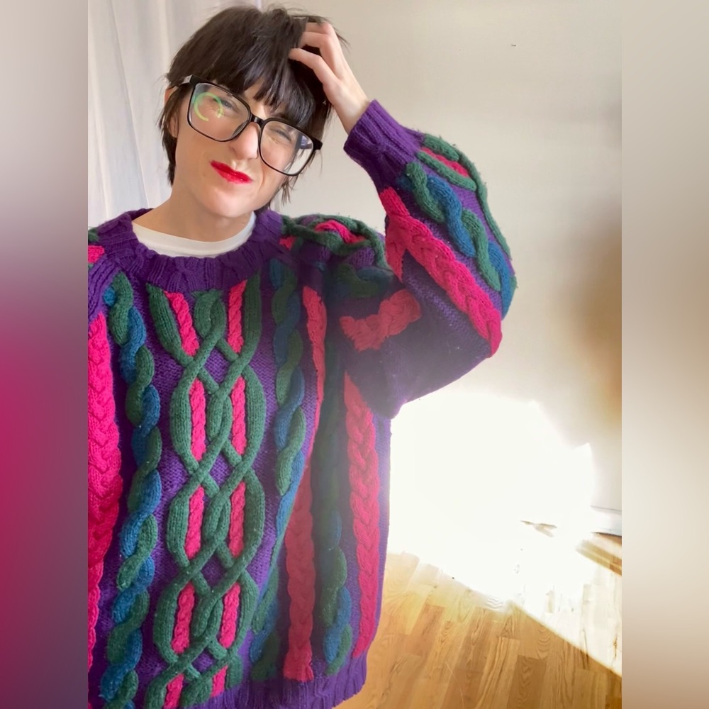 Colourful Cable Knit Sweater - Picture 4 of 12